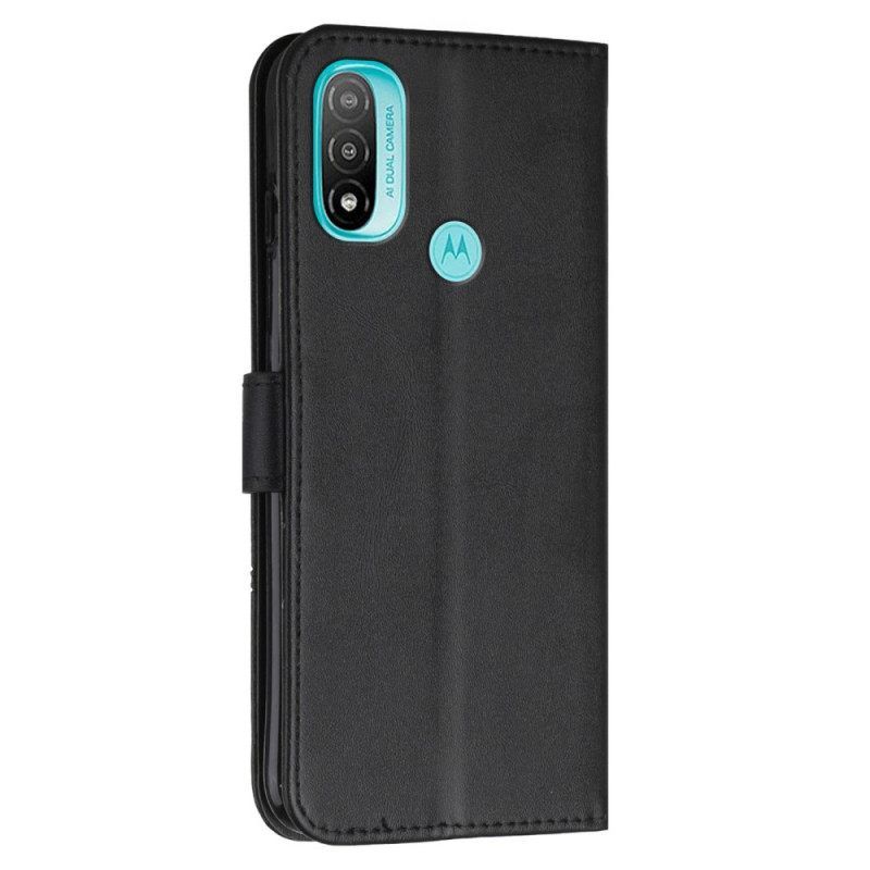 Κάλυμμα Moto E40 / E30 / E20 με κορδονι Strappy Geo Leather Effect